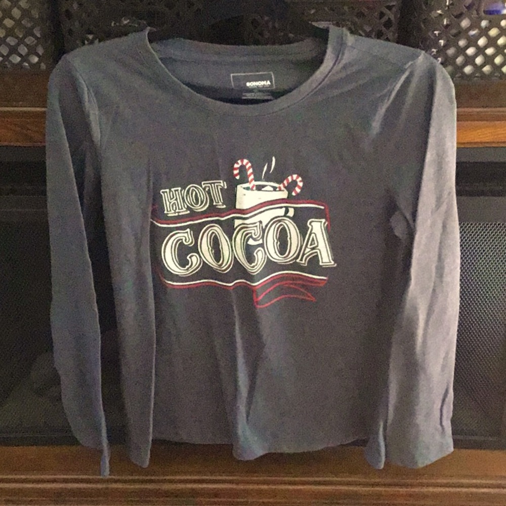 CUTE! Euc HOT COCOA long sleeve shirt size small
